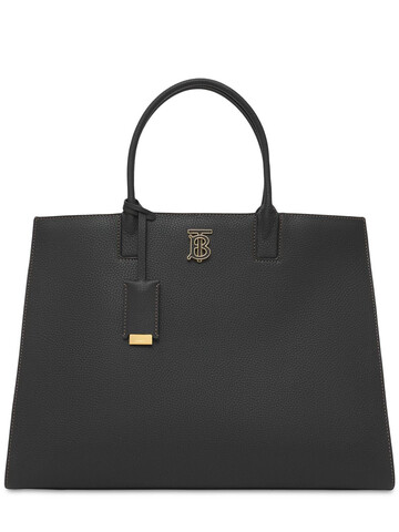 BURBERRY Medium Tb Grained Leather Tote Bag in black