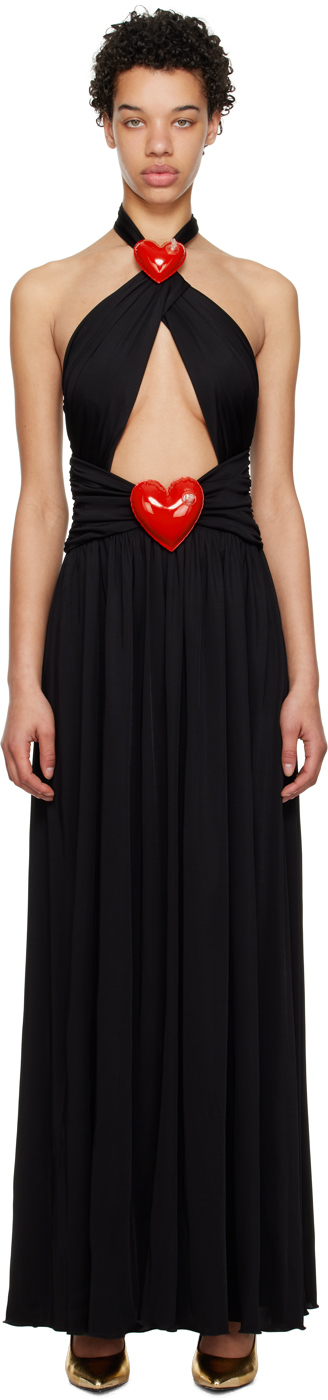 moschino black inflatable heart maxi dress
