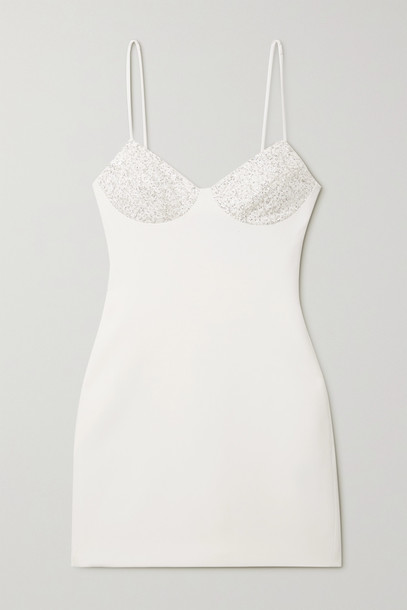DAVID KOMA - Glittered Cady Mini Dress - White