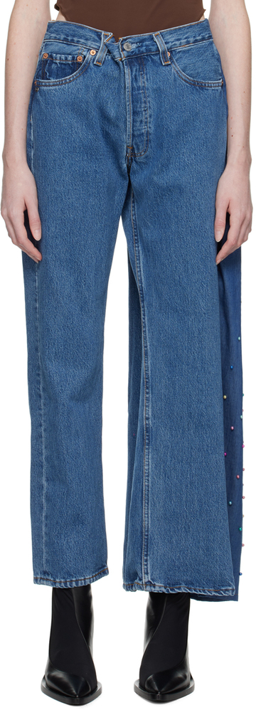 Bless SSENSE Exclusive Blue Paneled Jeans in denim / denim