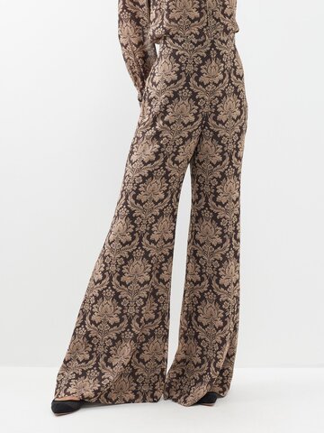 zimmermann - paisley print flared-leg trousers - womens - black multi