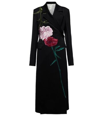 Peter Do Floral wool coat in black