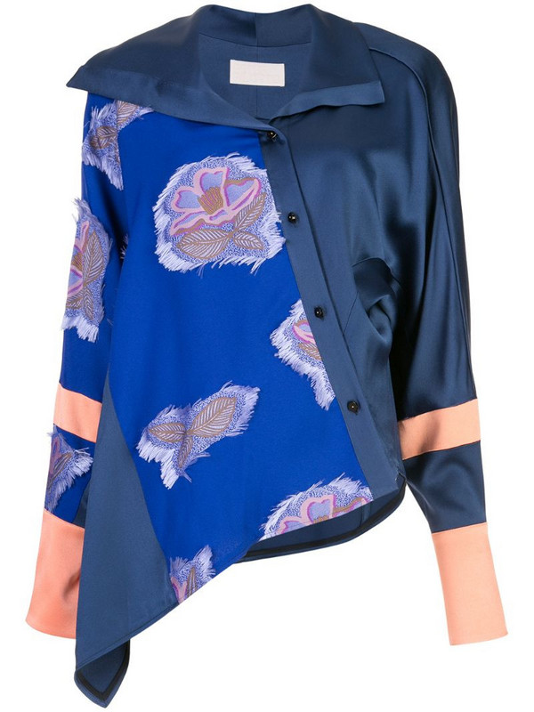 Peter Pilotto panelled fil coupé and satin shirt in black