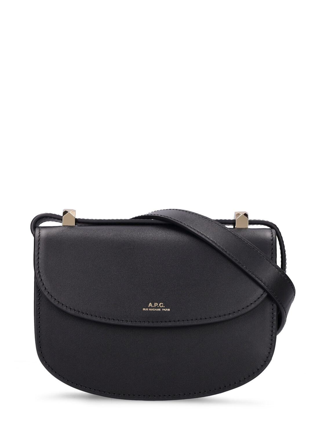 A.P.C. Mini Genève Leather Shoulder Bag in black