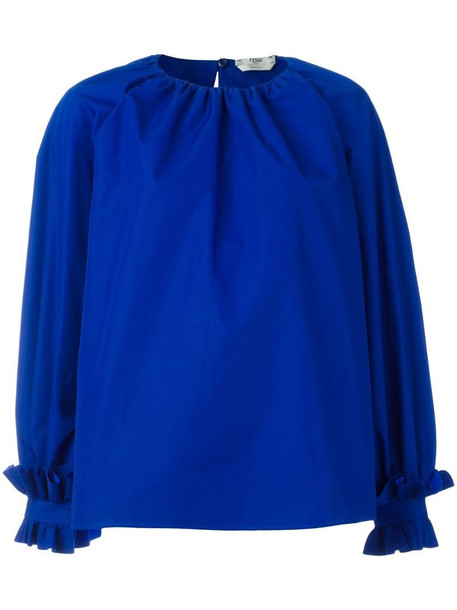 Fendi ruffled oversized blouse in blue