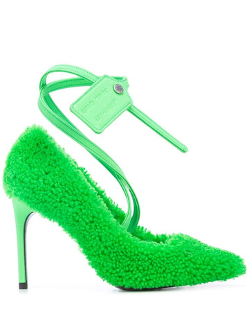 Off-White fluffy finish pumps in green