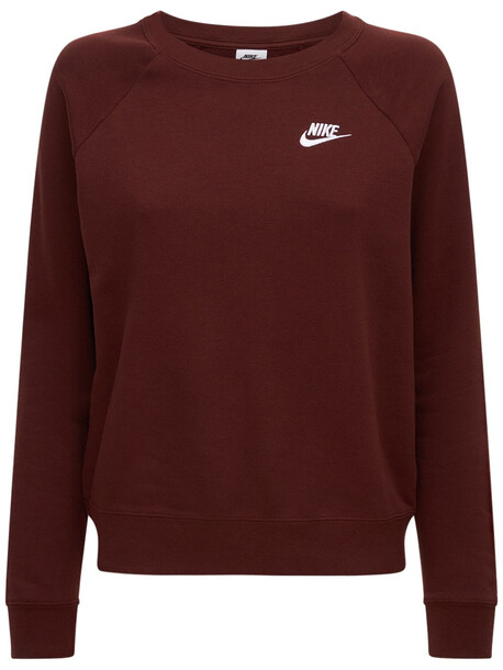 NIKE Crewneck Cotton Blend Fleece Sweater in brown