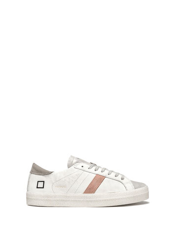 D.A.T.E. D.A.T.E. Hill Low Sneaker In Leather With Side Logo in pink / white