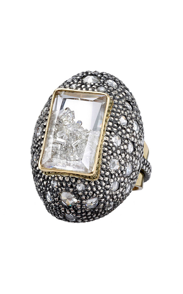 Moritz Glik 18K Gold, Blackened Silver, Diamond And Sapphire Ring in black