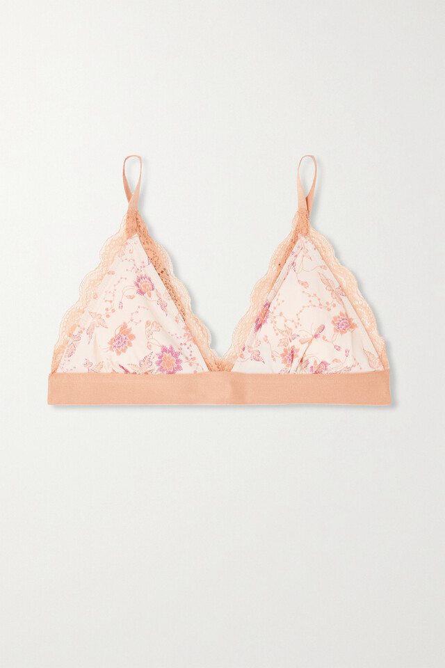Love Stories - Love Lace-trimmed Satin Soft-cup Triangle Bra 