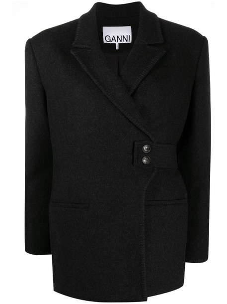 GANNI wrap-front jacket in black