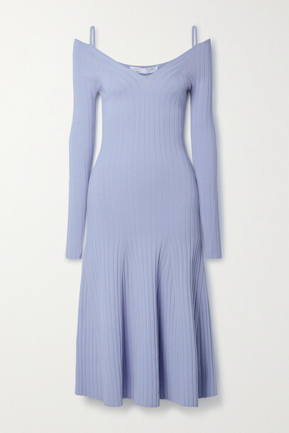 Proenza Schouler White Label - Cold-shoulder Ribbed-knit Midi Dress - Blue