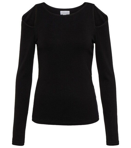 Velvet Cold shoulder knit top in black
