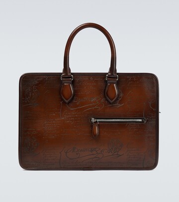 berluti un jour mini scritto leather briefcase in brown