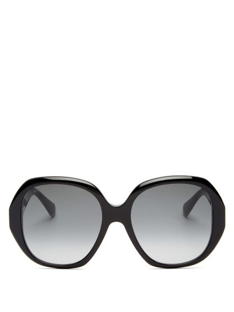 Gucci - Oversized Round Acetate Sunglasses - Womens - Black Grey