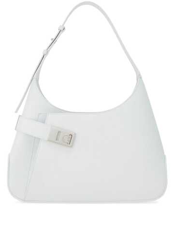ferragamo large hobo leather shoulder bag - white