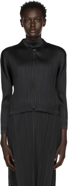 Pleats Please Issey Miyake Black Monthly Colors October Cardigan