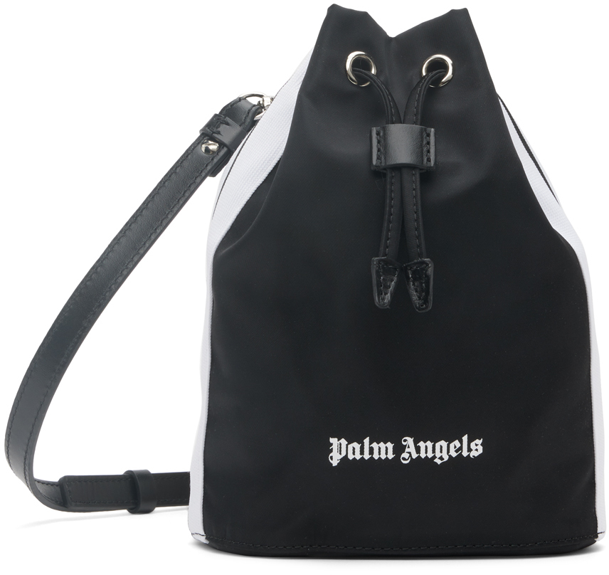 Palm Angels Black Venice Track Drawstring Bag