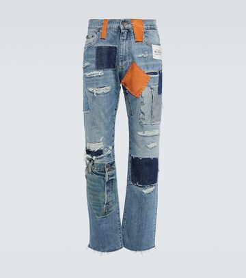 dolce&gabbana patchwork straight jeans in blue