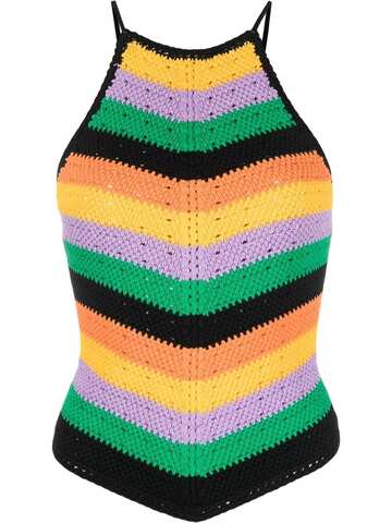 maje striped knitted halterneck top - black