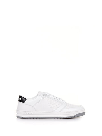 Prada Perforated Leather Sneakers in bianco