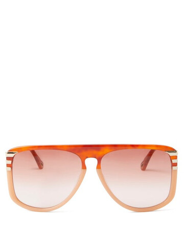 Chloé Chloé - West D-frame Bi-colour Acetate Sunglasses - Womens - Brown Multi