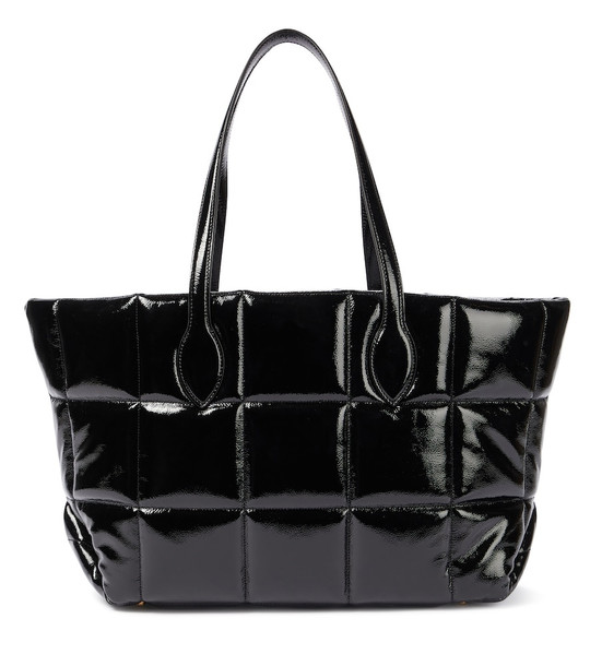 KHAITE Florence quilted patent leather tote in black