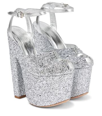 giambattista valli glitter platform sandals in silver