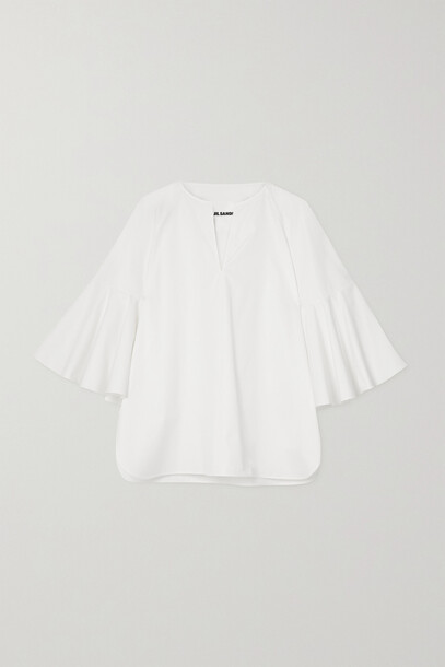 Jil Sander - Oversized Gathered Cotton-poplin Blouse - White