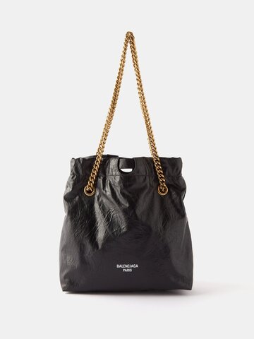 balenciaga - crush creased-leather tote bag - womens - black