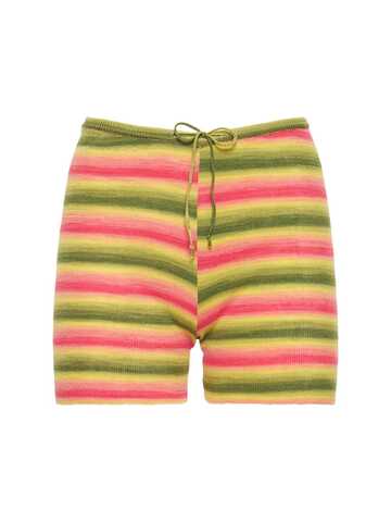 GIMAGUAS Olivia Striped Knitted Cotton Shorts in green