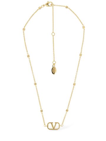 valentino garavani mini v logo signature collar necklace in gold
