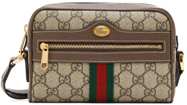 Gucci Brown & Beige GG Supreme Small Ophidia Bag