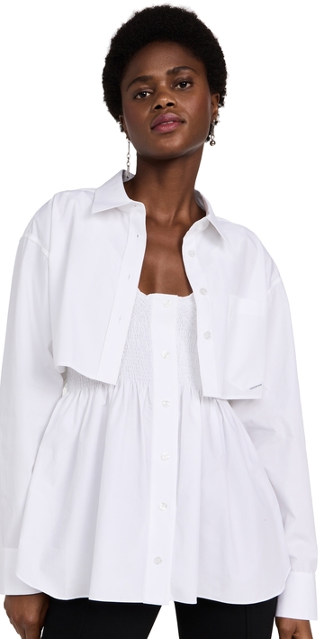 alexander wang smocked cami with cropped shirt white xl
