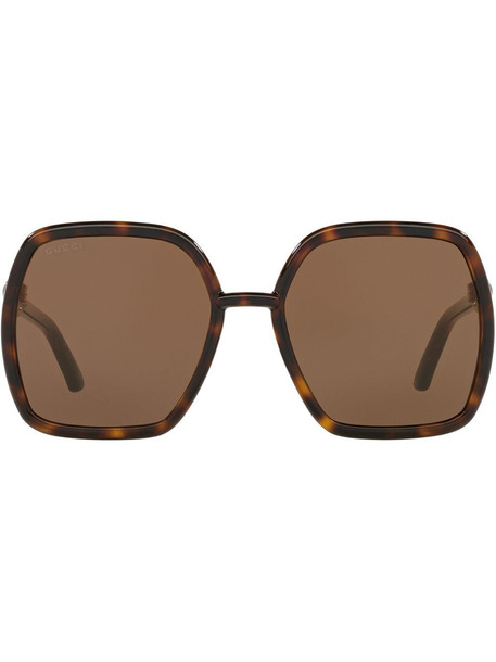 Gucci Eyewear horsebit-embellished oversized sunglasses - Brown