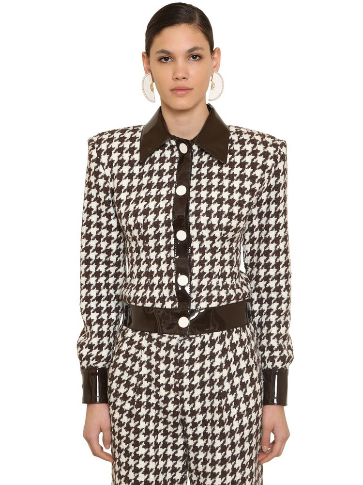 Rowen Rose - Cropped Checked Wool-bouclé Jacket - Green - Wheretoget