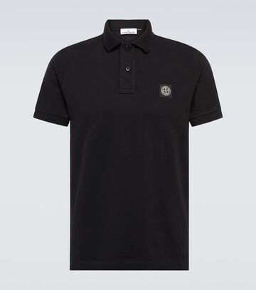 stone island cotton-blend polo shirt in black