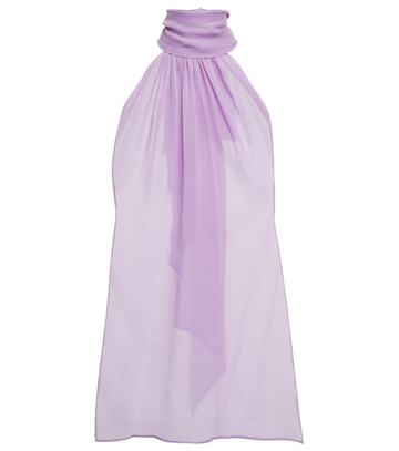 Saint Laurent Silk-chiffon top in purple