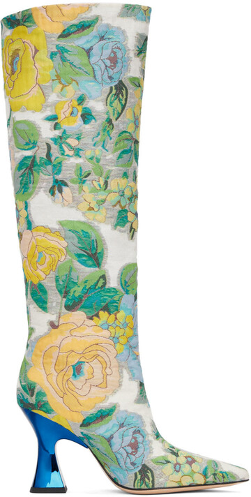 SHUTING QIU Multicolor Floral Jacquard Boots in green