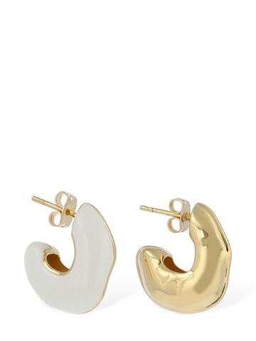 MISSOMA Squiggle Chubby Two Tone Enamel Earrings in gold / white