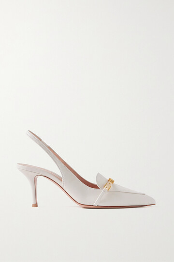 gianvito rossi - carrey 70 leather slingback pumps - off-white