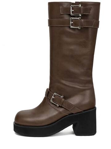 OSOI 75mm Toboo Leather Tall Boots in brown