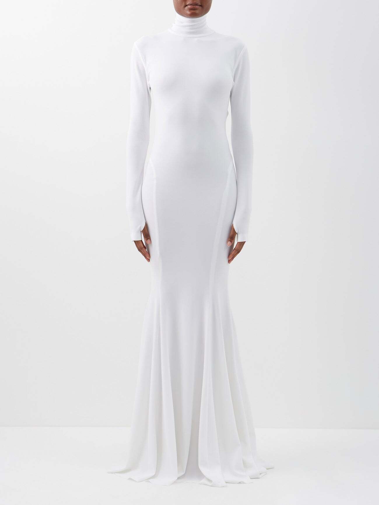 Norma Kamali - Turtle Cutout-back Jersey Maxi Dress - Womens - White