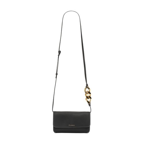 Jw Anderson Leather Phone Chain Pouch in black