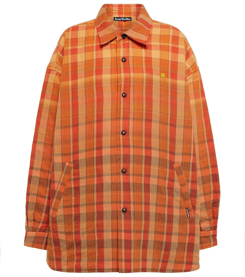 Acne Studios Checked flannel shirt jacket in orange