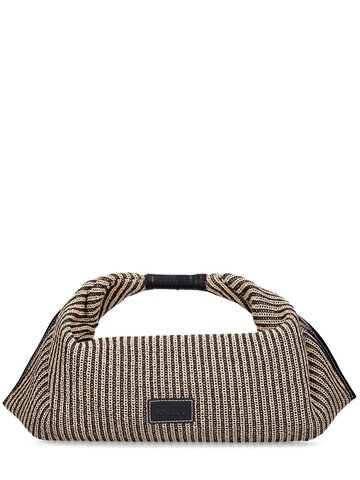 STAUD Jetson Striped Fabric & Leather Bag in black