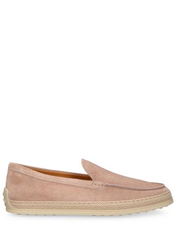 tod's suede & rubber loafers in blush