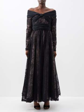 giambattista valli - off-the-shoulder chantilly-lace gown - womens - black