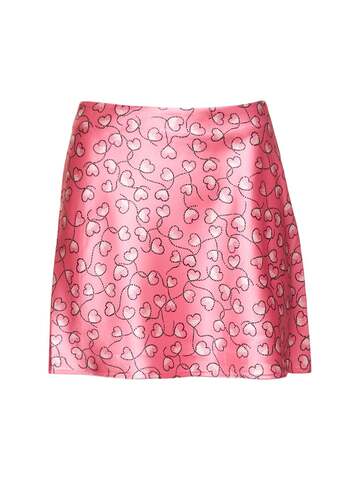 ROTATE Printed Satin Mini Skirt in pink