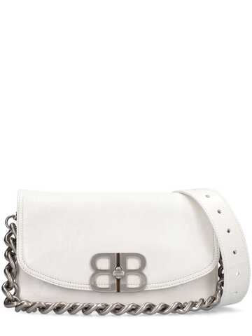 balenciaga small bb soft leather shoulder bag in white